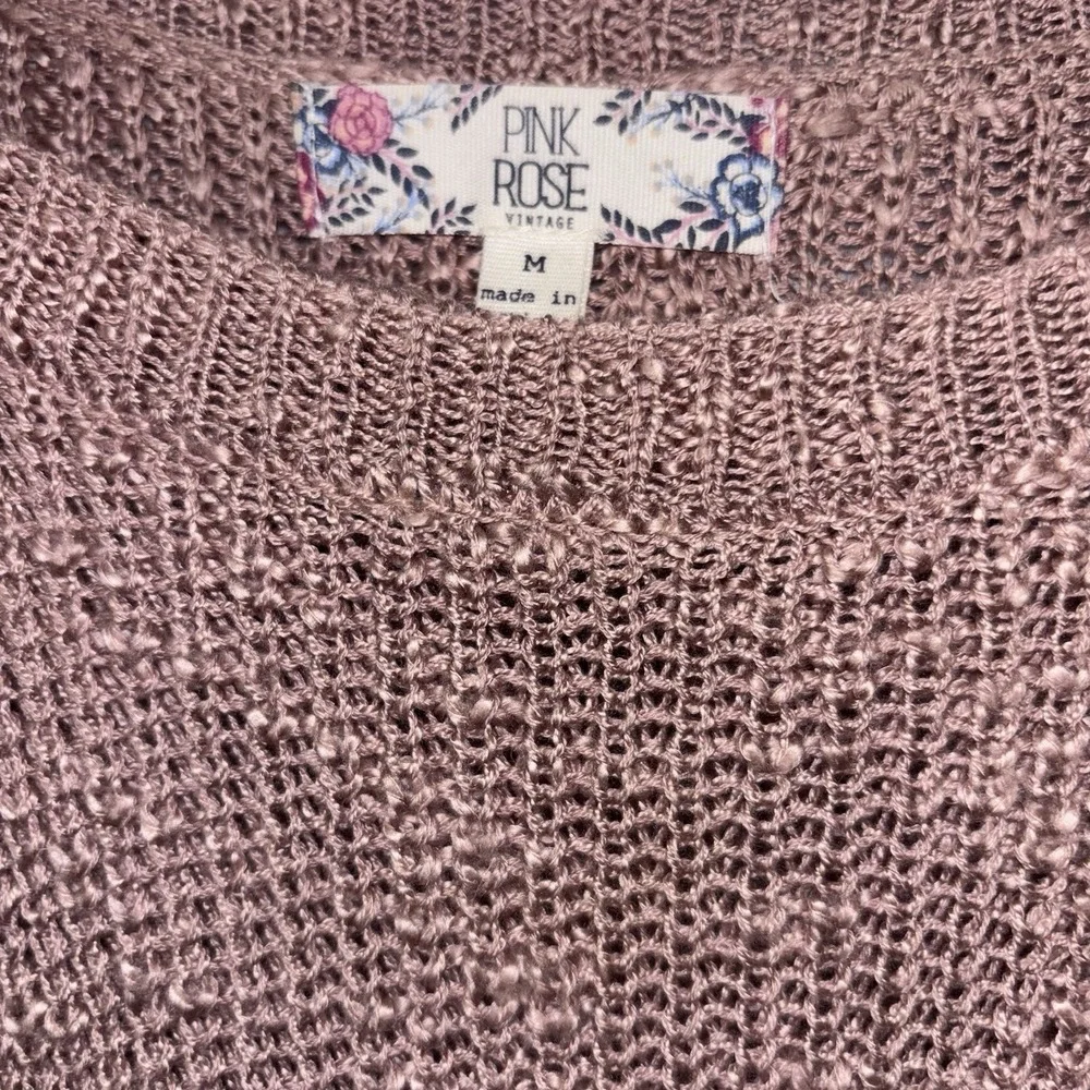 Pink Rose Women's Medium Soft Stretch Cold Shoulder Chic Rose‎ Knit Sweater
